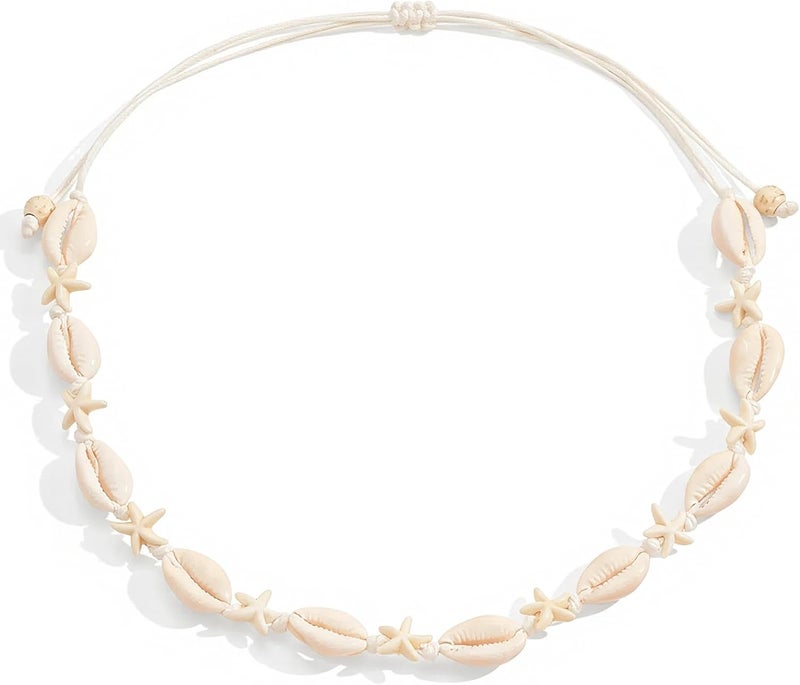 Nackiy Handmade Sea Shell Necklace for Women Summer Adjustable Natural Shell Collar Necklace - Image 1